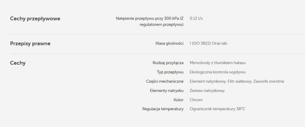 Zestaw natryskowy termostatyczny Oras Nova - Cechy